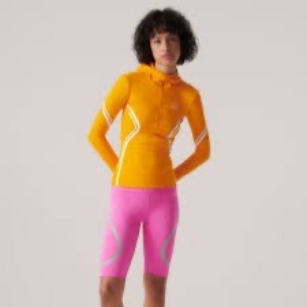 Adidas Sweater Womens XXS Orange White Pullover 1/4 Zip Active Truepace Hoodie